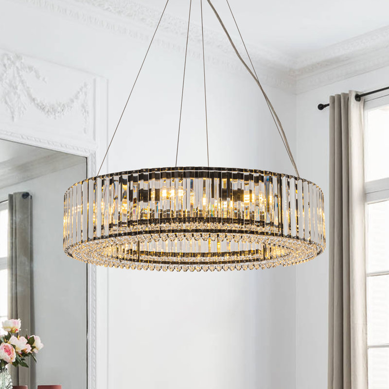 Craggie Drum Crystal Chandelier, Chrome, 16.5cm H x 66cm W x 66cm D
