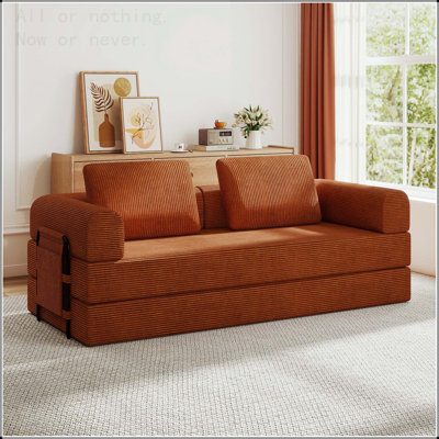 Convertible Sleeper Sofa Bed with Cylindrical Pillow