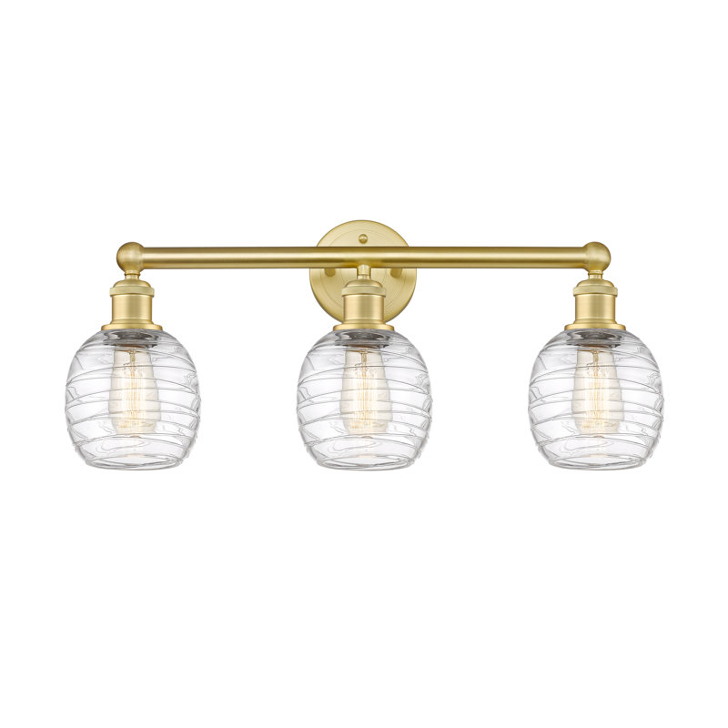 Éclairage pour meuble-lavabo de salle de bain 24 po 3 lumières Carlucci, Déco tourbillon, Or satiné