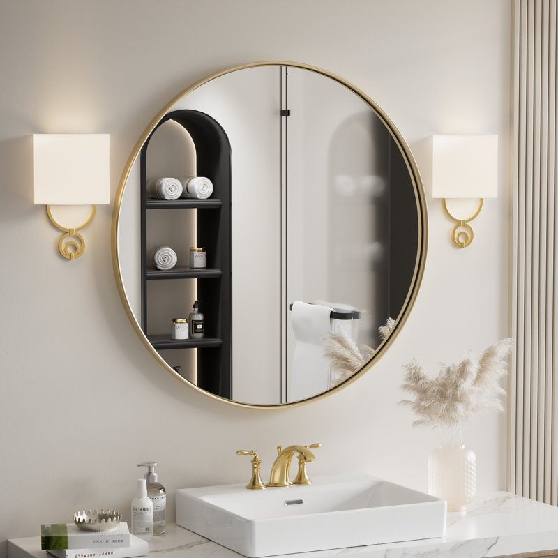 Miroir de salle de bain Morena, 24 po x 24 po, Doré