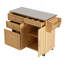 Îlot de cuisine intérieur en bambou avec plateau en acier inoxydable - Chariot mobile avec tiroirs, armoire et porte-serviettes pour la salle à manger et le bar