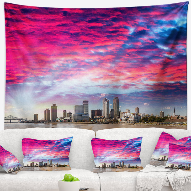 Tapisserie gratte-ciel et gratte-ciel Cityscape New Orleans, H 32 po x l 39 po