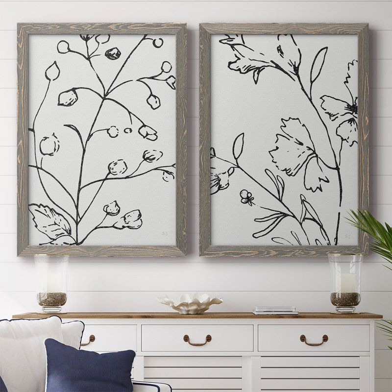 Croquis botanique I - Toile encadrée de qualité supérieure - prête à être accrochée, H 42,5 po x l 61 po x P 1,5 po