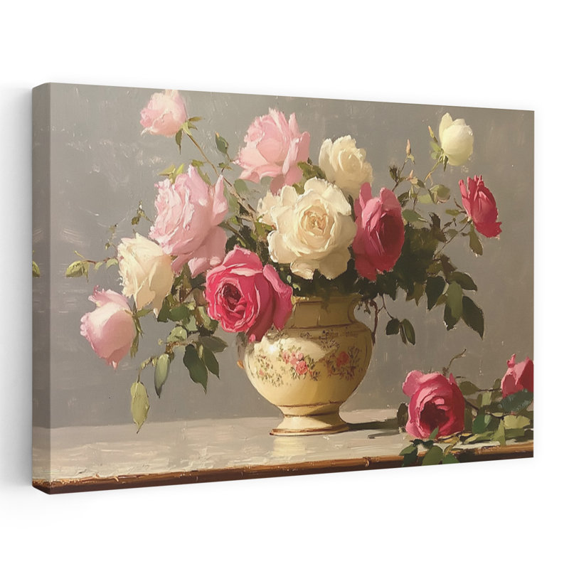 Porcelaine roses, art contemporain abstrait romantique, H 24 po x l 36 po