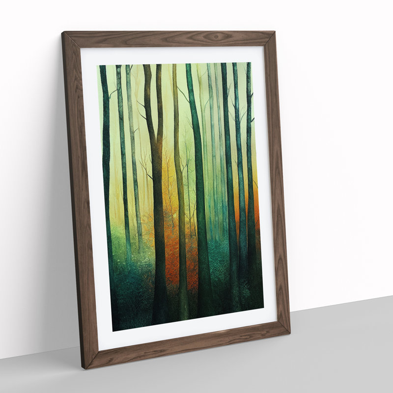 Forest No.6 - Single Picture Frame Painting, 64cm H x 46cm W x 2cm D, Walnut Framed