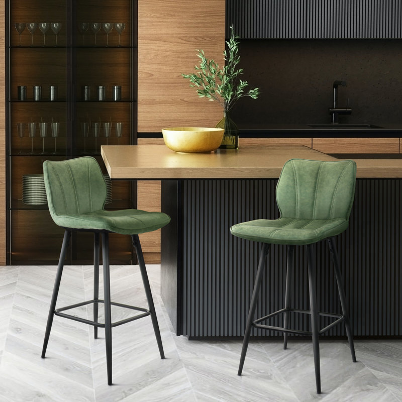 Abdul-Kareem Upholstered Counter Stool with Metal Frame