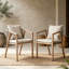 Chaises de salle à manger en osier à structure métallique avec coussins amovibles, pour l'intérieur et l'extérieur