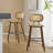 26" Modern Upholstered Low Back Rattan Wood Counter Height Stool-94718924-94718928-91870241