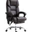Fauteuil de bureau avec 6 points de vibration, chauffant lombaire, options de hauteur réglable, repose-pieds, inclinable, massage des points en cuir pu brun, hauteur,