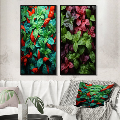 Herbs Basil Vibrance II - Herbs Canvas Art Print Set Of 2