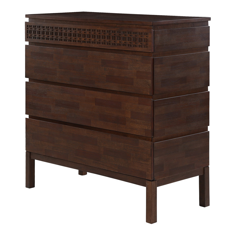 Behling Solid Wood 100cm W 4 - Drawer Chest of Drawers, Brown