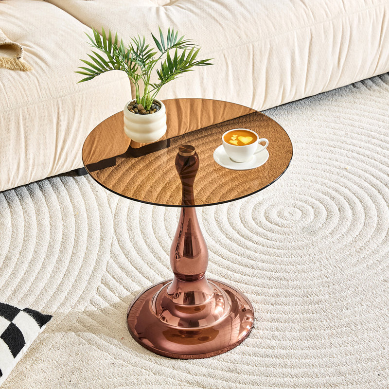 20.3'' Tall End Table, Brown, Rose Gold