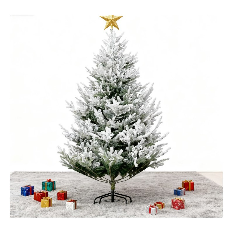 Arbre de Noël artificiel mince 5 pi avec branches réalistes et lumières DEL blanc chaud | Idée de cadeau, H 6 pi