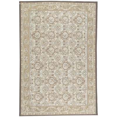 Hand-Knotted High-Quality Beige and Gold Area Rug