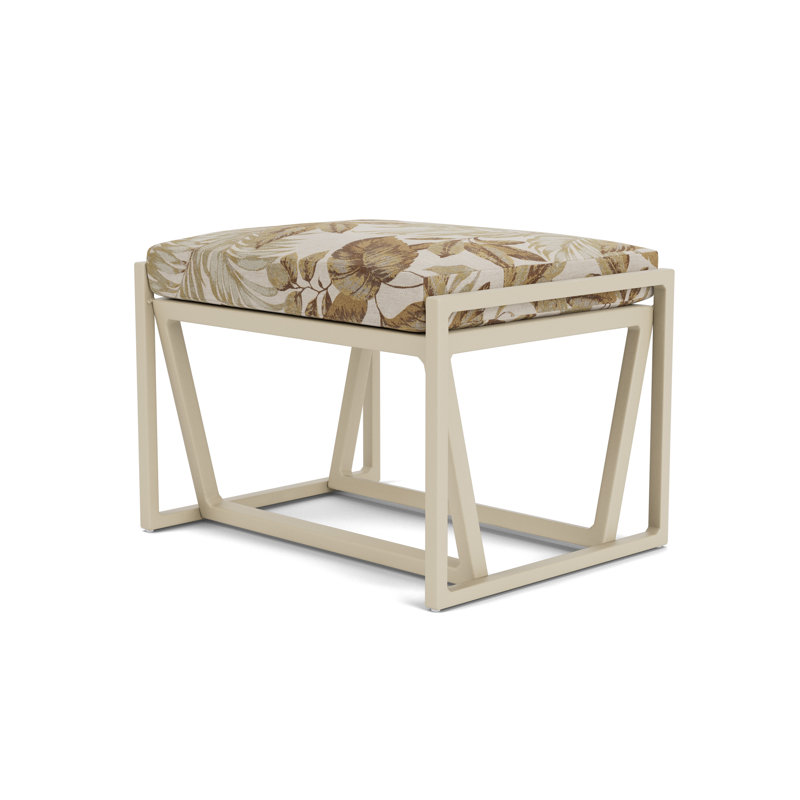 Summit Outdoor Ottoman, Linen, Botanic Willow
