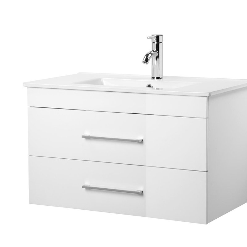 Wall-Mounted Bathroom Vanity with Drawer, White