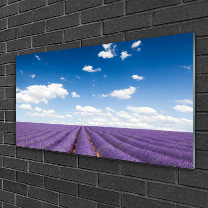Glass Print Wall Art 100X50cm Image Printed On Glass Decorative Wall Picture Behind Toughened / Tempered Safety Real Glass For Kitchen & Living Room Theme: Meadow Flowers Nature
