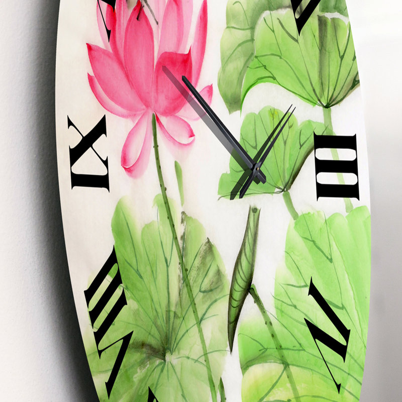 Lotus et libellule - Horloge murale traditionnelle, Moyenne
