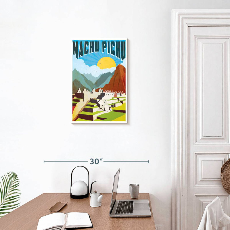 Affiche rétro du Machu Picchu, H 24 po x l 16 po