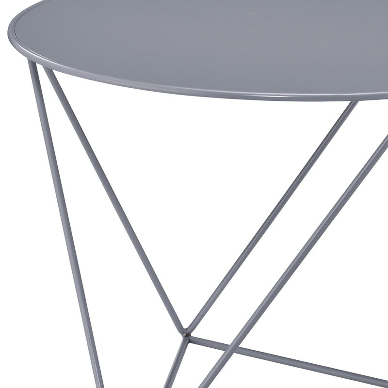 Table utilitaire en métal gris avec plateau rond et pieds triangulaires élégants pour tout bureau, Gris