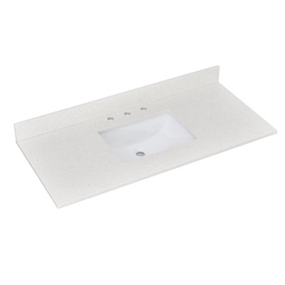 Plateau de meuble-lavabo simple 48 po avec lavabo en quartz - pour remplacement de meuble-lavabo, sans armoire