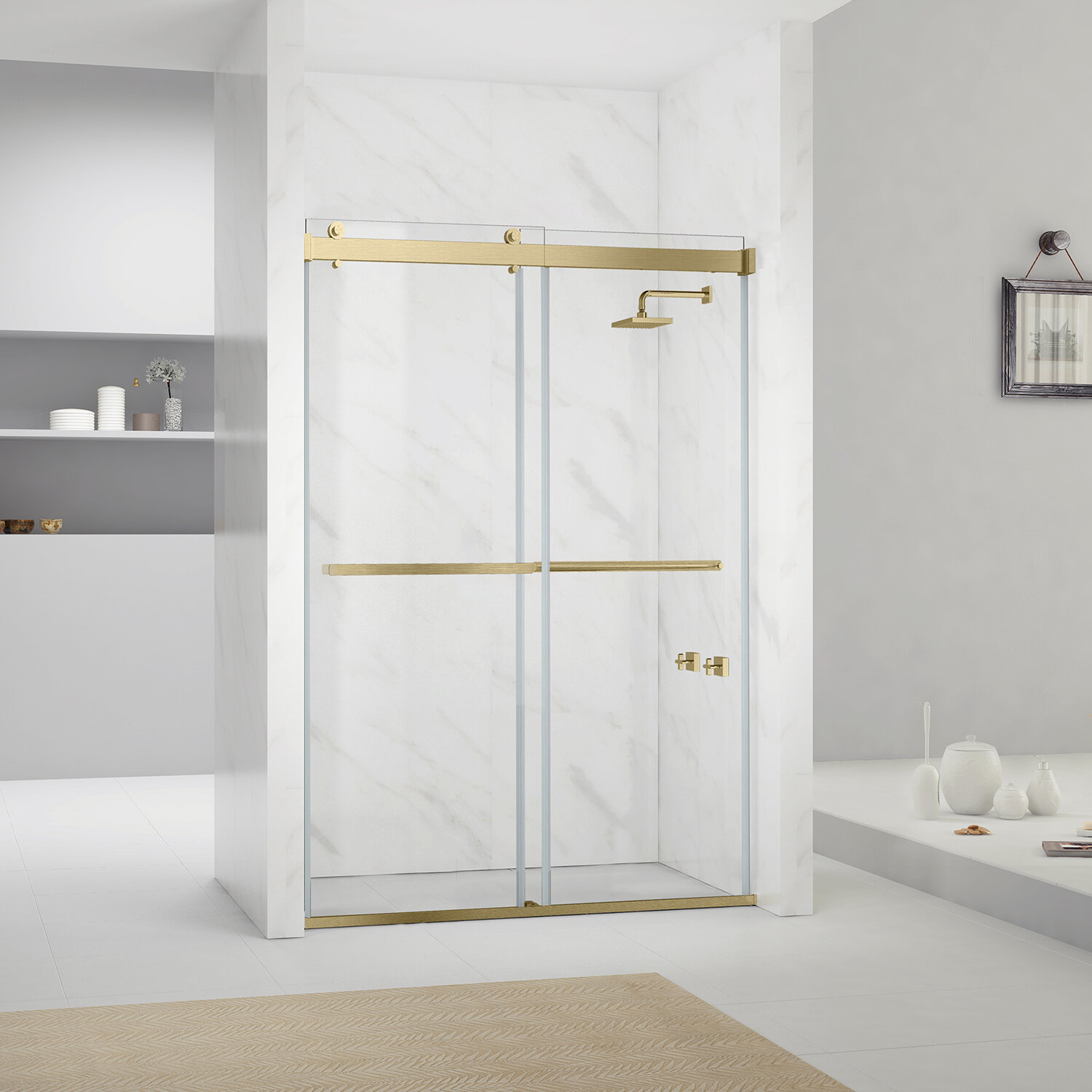 VTI 60'' W x 72'' H Bypass Semi-Frameless Shower Door with Clear