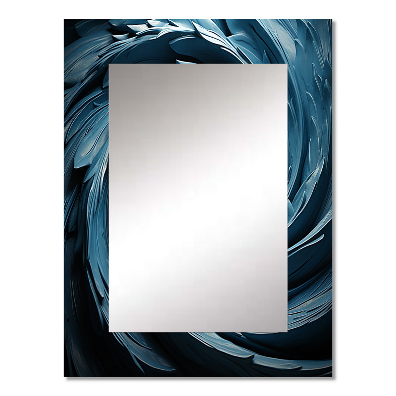 Spiraling blue abstract vortex I - Abstract Spirals Decorative Wall Mirror, Modern Mirror, Printed Metal Art, 32" x 24"