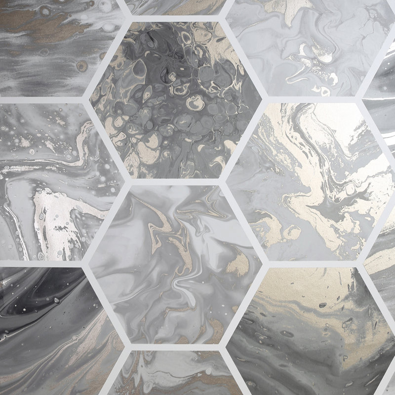 Papier peint Marlon Charcoal Hexagon Tiles
