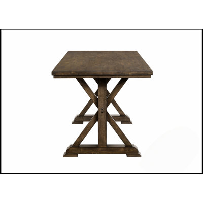 Ensemble de salle à manger 7 pièces à hauteur de comptoir avec base à tréteaux, chaises rembourrées et finition en bois riche pour un charme naturel et une durabilité