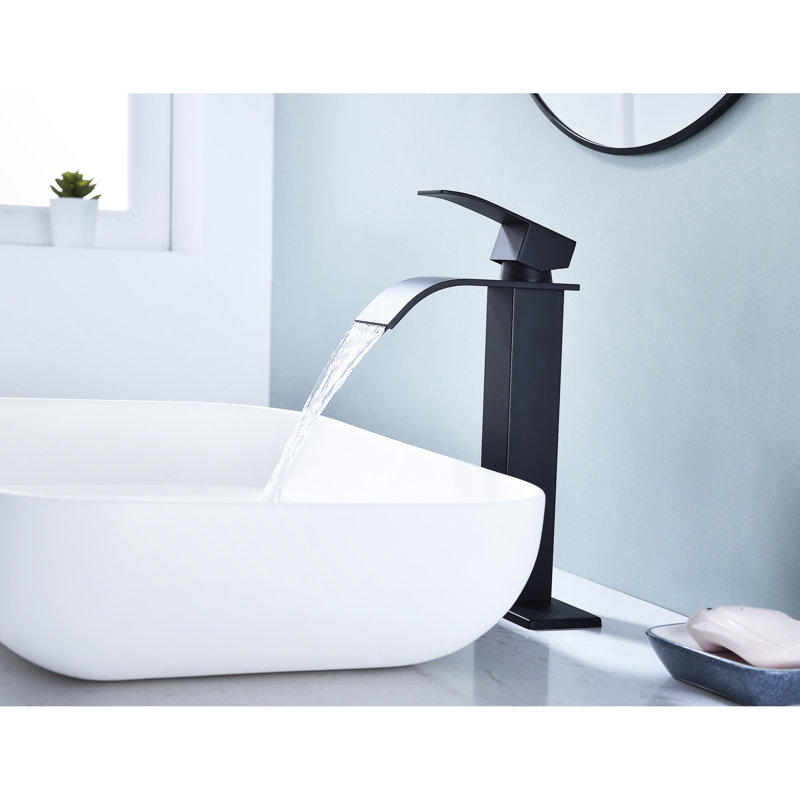 Robinet de salle de bain noir mat à poignée simple avec drain escamotable, acier inoxydable, débit d'eau stable, installation rapide pour éviers sans trop-plein
