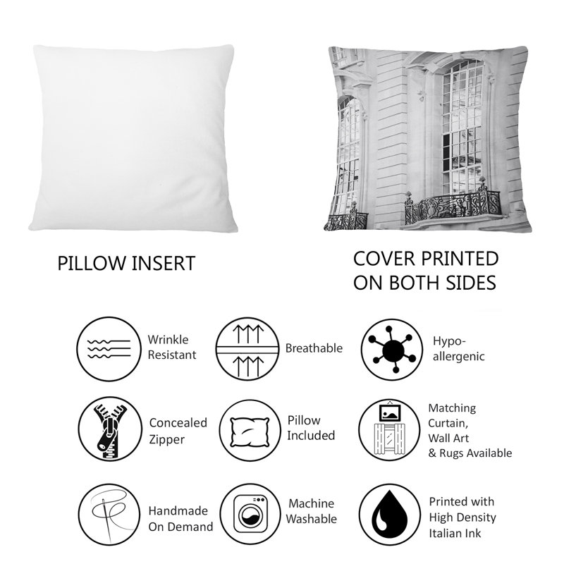 Coussin décoratif noir et blanc Old Stone Building In London - 1 Colonial
