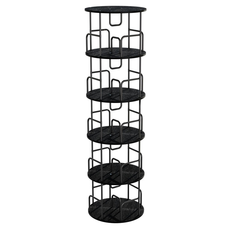 Rotating Bookshelf Tower 5 Tier, Spinning Bookcase, Revolving 360 Book Shelf Narrow Tall Bookcase, Vertical Turning Round Storage Bookshelf, Book Shelf Organizer For Bedroom, Living Room, Black