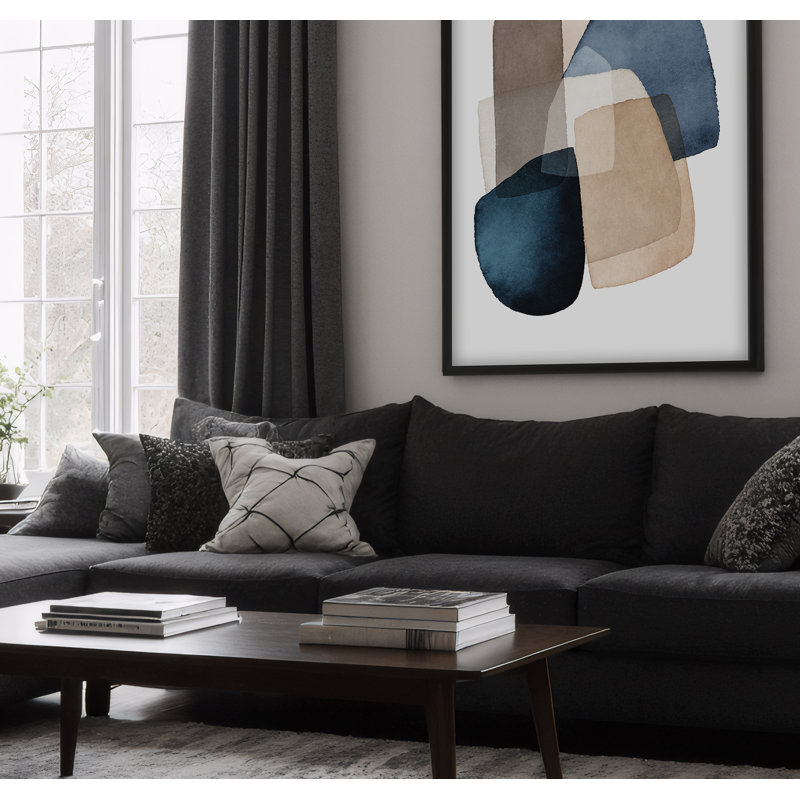 "Blue Brown Blocks" par Kathrin Pienaar - reproduction de cadre photo sur bois, L 16 po x H 24 po
