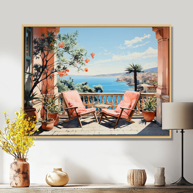 La Dolce, côte italienne III - Italie, art mural, H 24 po x l 32 po x P 1 po, Cadre flottant érable