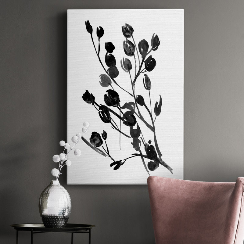 Floral expressif I - peinture sur toile tendue, H 12 po x l 8 po x P 1 po