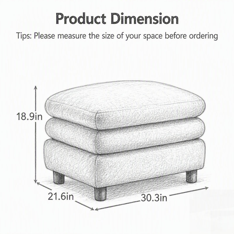 Pouf incurvé en tissu Teddy, doux et confortable, au design élégant pour un style de vie moderne., Chameau