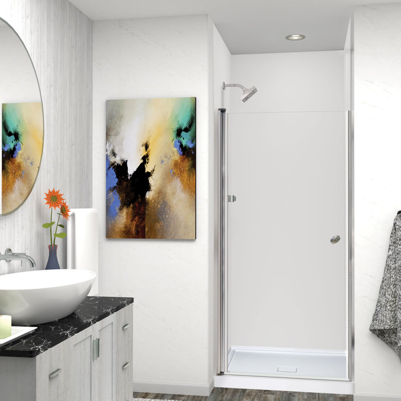 Porte de douche pivotante Lyna 29 po x 70 po, acier inoxydable brossé