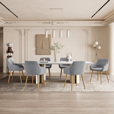 49.5cm H Upholstered Dining Chairs With Wooden Legs