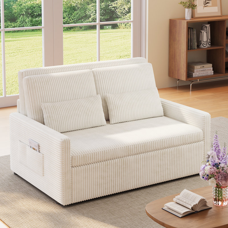 Canapé-lit inclinable 3-en-1 avec coussins et poches latérales Modern, Jaune