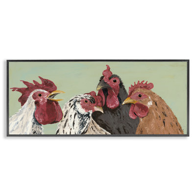 Quatre coqs sur giclée verte par Jade Reynolds