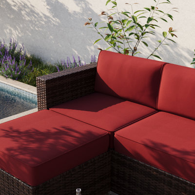 7-Piece Outdoor Replacement Cushion Set with 4" Thick Supportive Foam for Patio Conversation Sets