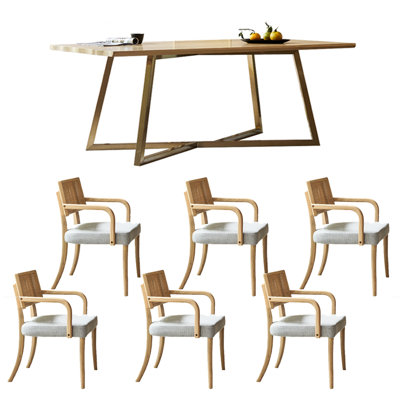 Stainless steel solid wood dining table set