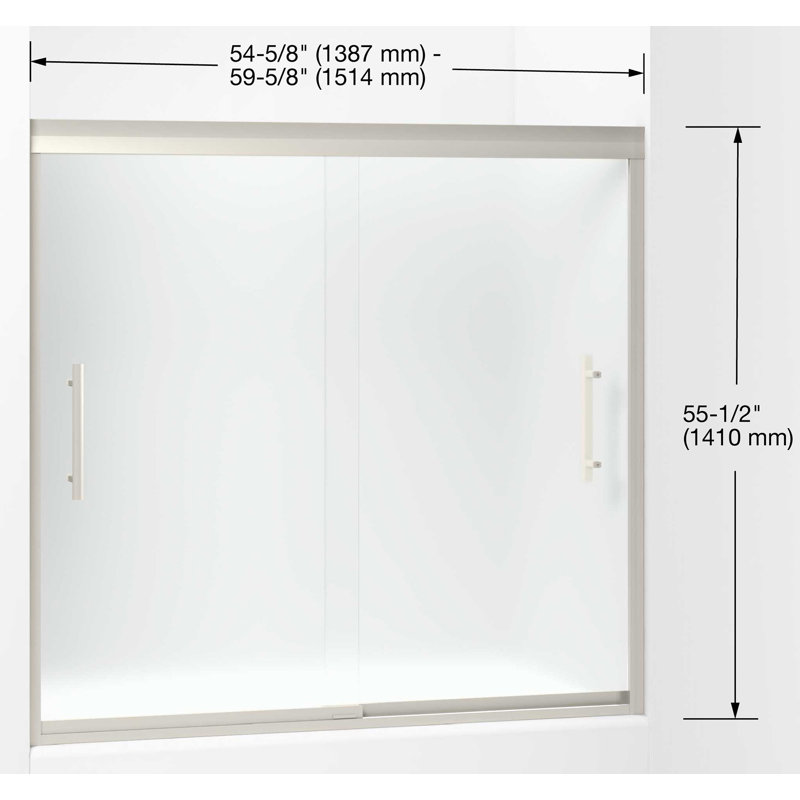 Finesse 54.62" W x 55.5" H Double Sliding Frameless Shower Door with Clean Coat Technology