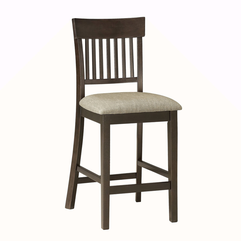 Ensemble de 2 chaises à hauteur de comptoir à finition verticale avec dossier à lattes et rembourrage en tissu semblable à Lénine