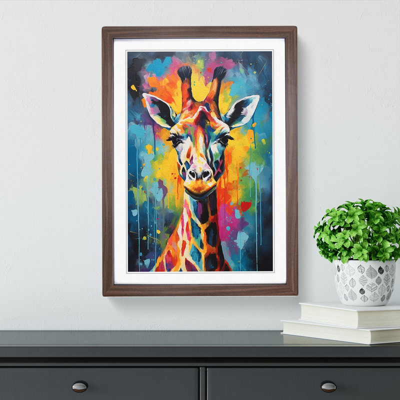 Single Picture Frame Print on Wood, Walnut Framed, 34cm H x 25cm W