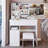37" Middle Size Left Drawer Desktop Vanity Table With Cushioned Stool,Multi-Layer High Capacity Storage, Practical Fashionable Dresser-436913540