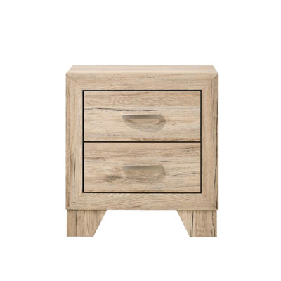 2 Nightstand For Bedroom In Natural Color - Particle Board , Metal Handle, Tapered Leg Design Finish 2 Drawers 4" High