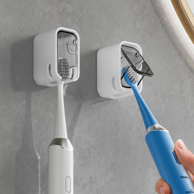 Toothbrush Holders For Bathroom?Innovation Single Slot Design? 2PCS Toothbrush Holder Wall Mounted With Cover