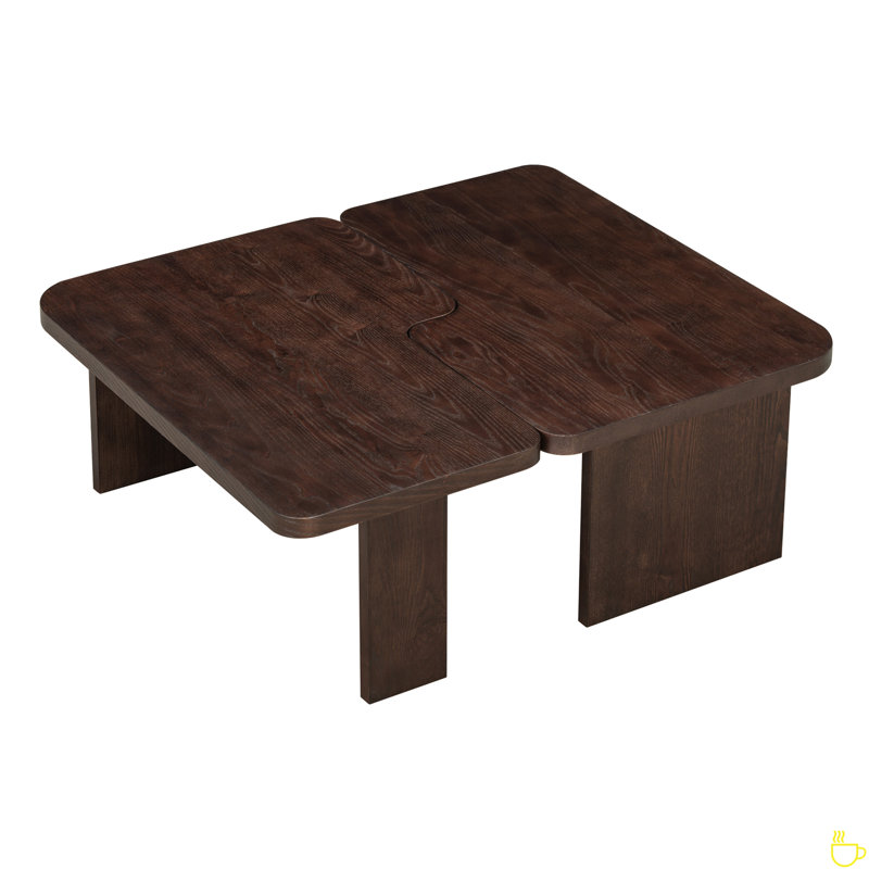 Rectangle Coffee Table With Splicing Design, Multifunctional Combination Table, Espresso