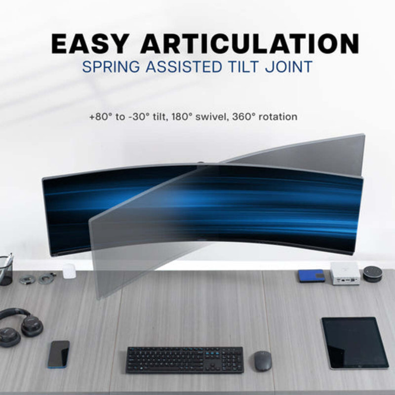Black Steel Adjustable Wall Mount for Ultrawide Monitors